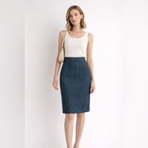 J Crew The Pencil Skirt dark denim  4